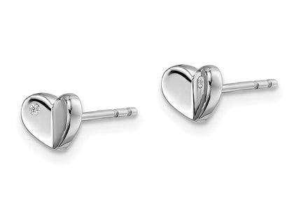 Sterling silver diamond heart earrings, alternate view