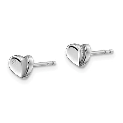 White Ice Sterling Silver Rhodium-plated Diamond Heart Post Earrings, 6 x 6mm