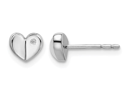 Sterling silver diamond heart earrings