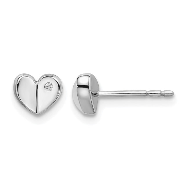 Sterling silver diamond heart earrings