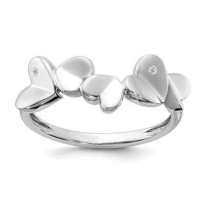 Sterling silver diamond heart ring