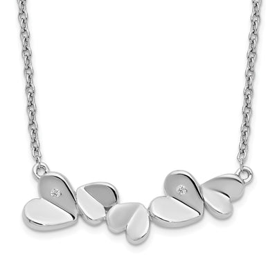 White Ice Sterling Silver Rhodium-plated Diamond Heart Bar Necklace