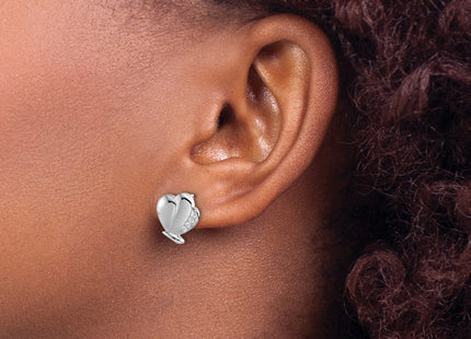 Sterling silver diamond butterfly earrings, another view