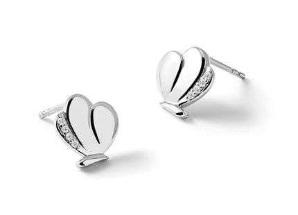 White Ice Sterling Silver Rhodium-plated Diamond Butterfly Post Earrings, 11 x 9mm