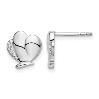 White Ice Sterling Silver Rhodium-plated Diamond Butterfly Post Earrings, 11 x 9mm