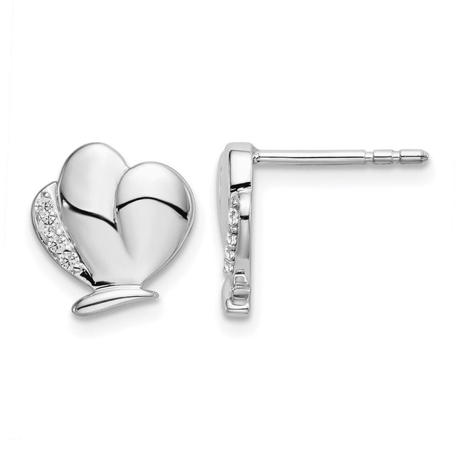 Sterling silver diamond butterfly earrings