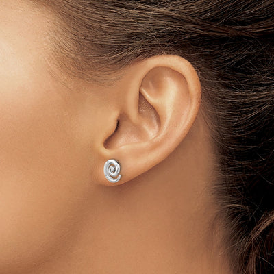 White Ice Sterling Silver Rhodium-plated Diamond Swirl Post Earrings, 11 x 9mm