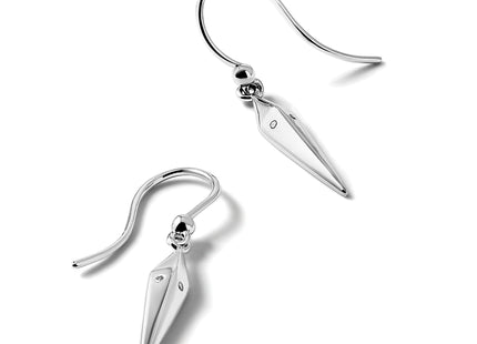 White Ice Sterling Silver Rhodium-plated Diamond Shepherd Hook Dangle Earrings, 32 x 4mm