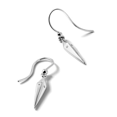 White Ice Sterling Silver Rhodium-plated Diamond Shepherd Hook Dangle Earrings, 32 x 4mm