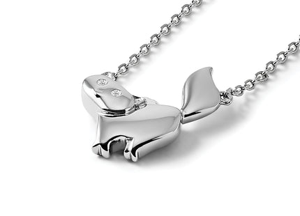 White Ice Sterling Silver Rhodium-plated Diamond Cat Necklace