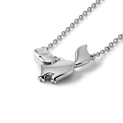 White Ice Sterling Silver Rhodium-plated Diamond Cat Necklace