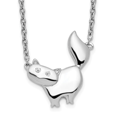 White Ice Sterling Silver Rhodium-plated Diamond Cat Necklace