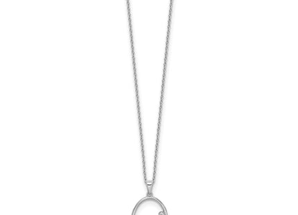 White Ice Sterling Silver Rhodium-plated Diamond Open Oval Necklace with Extender (Style QW489-18)
