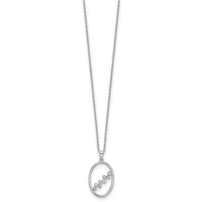 White Ice Sterling Silver Rhodium-plated Diamond Open Oval Necklace with Extender, 20 x 16mm