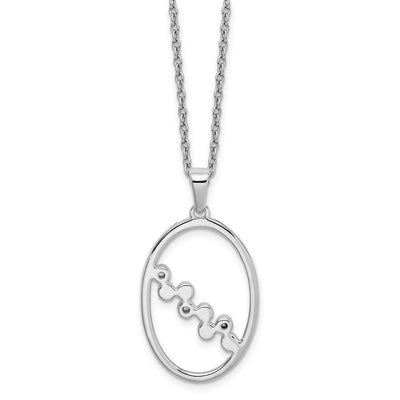 White Ice Sterling Silver Rhodium-plated Diamond Open Oval Necklace with Extender, 20 x 16mm