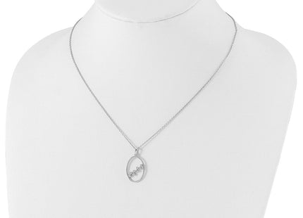 White Ice Sterling Silver Rhodium-plated Diamond Open Oval Necklace with Extender (Style QW489-18)