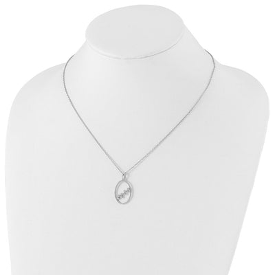 White Ice Sterling Silver Rhodium-plated Diamond Open Oval Necklace with Extender, 20 x 16mm
