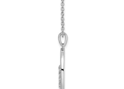 White Ice Sterling Silver Rhodium-plated Diamond Open Oval Necklace with Extender (Style QW489-18)