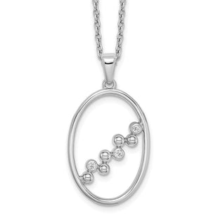 White Ice Sterling Silver Rhodium-plated Diamond Open Oval Necklace with Extender (Style QW489-18)
