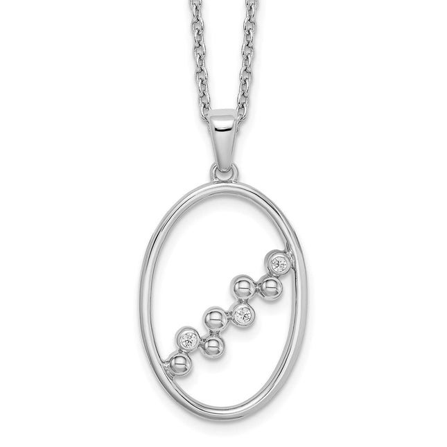 White Ice Sterling Silver Rhodium-plated Diamond Open Oval Necklace with Extender, 20 x 16mm