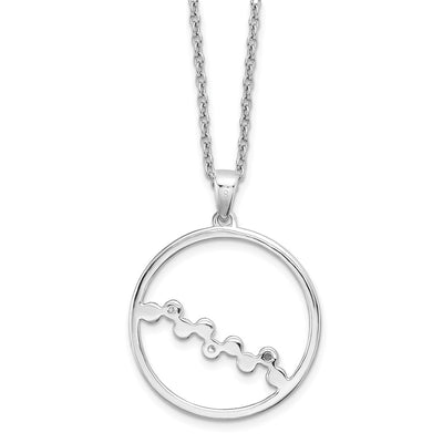 White Ice Sterling Silver Rhodium-plated Diamond Open Circle Necklace with Extender, 20 x 23mm