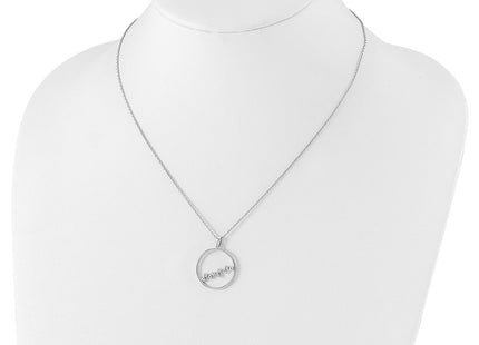Sterling silver diamond circle necklace, further view