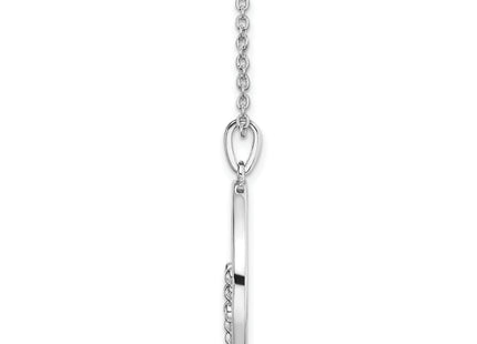 White Ice Sterling Silver Rhodium-plated Diamond Open Circle Necklace with Extender, 20 x 23mm