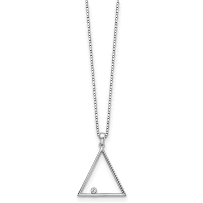White Ice Sterling Silver Rhodium-plated Diamond Open Triangle Necklace with Extender