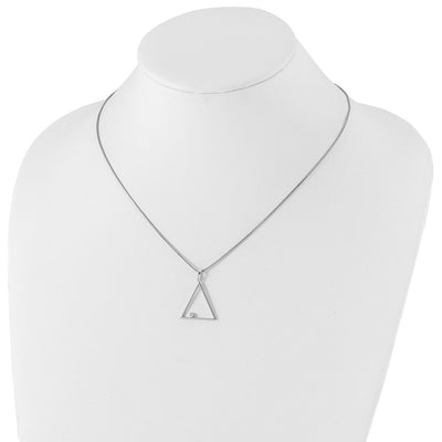 White Ice Sterling Silver Rhodium-plated Diamond Open Triangle Necklace with Extender