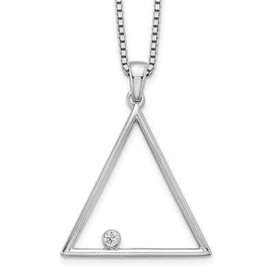 White Ice Sterling Silver Rhodium-plated Diamond Open Triangle Necklace with Extender
