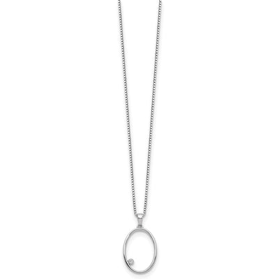 White Ice Sterling Silver Rhodium-plated Diamond Open Oval Necklace with Extender, 20 x 11mm