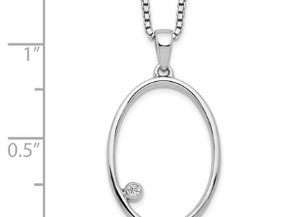 Sterling silver diamond oval necklace, another view