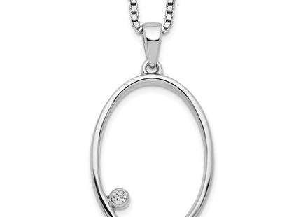 Sterling silver diamond oval necklace