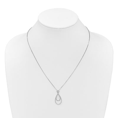 White Ice Sterling Silver Rhodium-plated Diamond Fancy Teardrop Necklace with Extender, 20 x 15mm