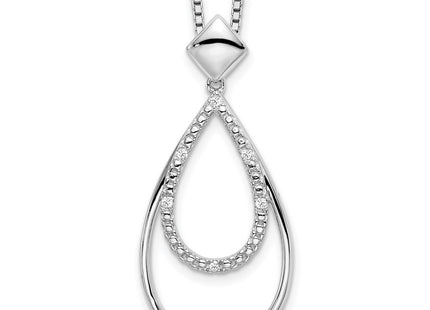 Sterling silver diamond teardrop necklace