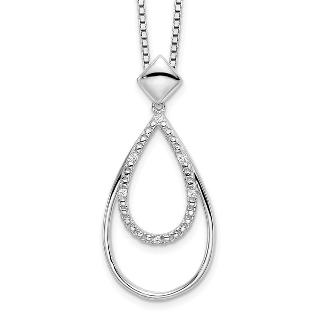 Sterling silver diamond teardrop necklace
