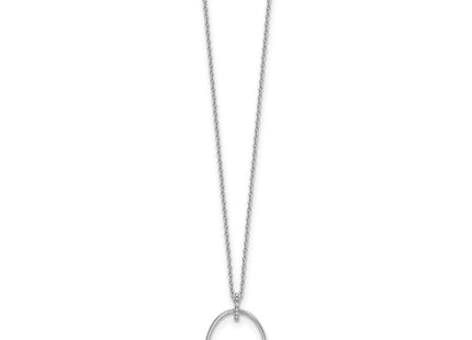 Sterling silver diamond oval necklace, alternate view