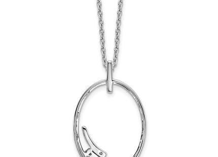 Sterling silver diamond oval necklace, another view