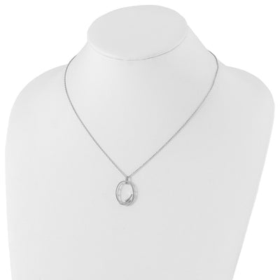 White Ice Sterling Silver Rhodium-plated Diamond Open Oval Necklace with Extender, 20 x 16.5mm
