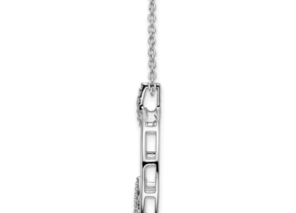 White Ice Sterling Silver Rhodium-plated Diamond Open Oval Necklace with Extender, 20 x 16.5mm