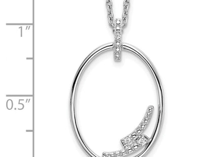 Sterling silver diamond oval necklace, additional view