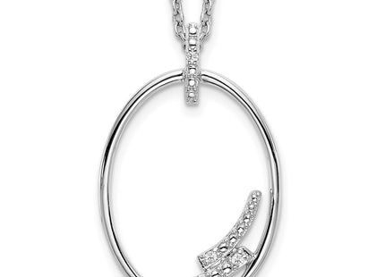 Sterling silver diamond oval necklace