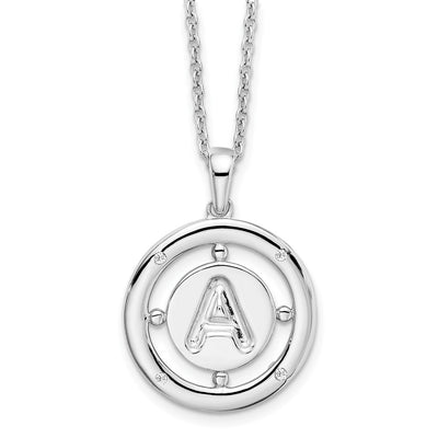 White Ice Sterling Silver Rhodium-plated Diamond Letter A Initial Necklace with Extender