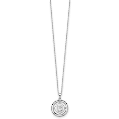 White Ice Sterling Silver Rhodium-plated Diamond Letter B Initial Necklace with Extender
