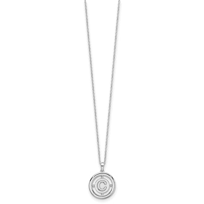 White Ice Sterling Silver Rhodium-plated Diamond Letter C Initial Necklace with Extender
