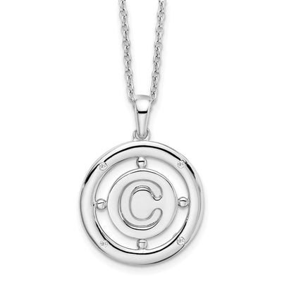 White Ice Sterling Silver Rhodium-plated Diamond Letter C Initial Necklace with Extender