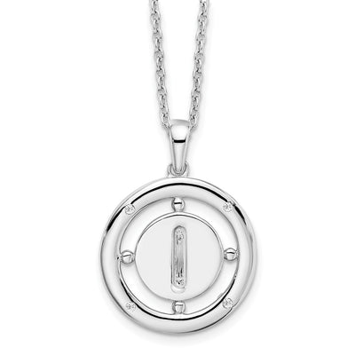 White Ice Sterling Silver Rhodium-plated Diamond Letter I Initial Necklace with Extender