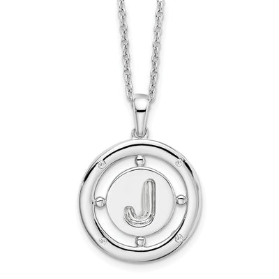 White Ice Sterling Silver Rhodium-plated Diamond Letter J Initial Necklace with Extender