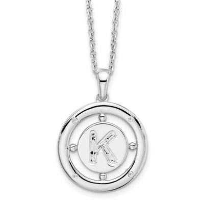 White Ice Sterling Silver Rhodium-plated Diamond Letter K Initial Necklace with Extender