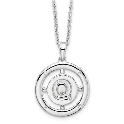 White Ice Sterling Silver Rhodium-plated Diamond Letter Q Initial Necklace with Extender
